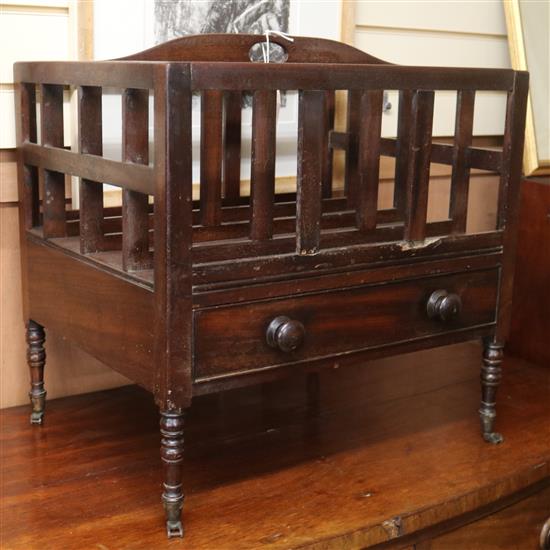 A Regency mahogany Canterbury (damage) W50cm